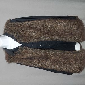 Miss London faux fur vest with faux leather side panels size XL